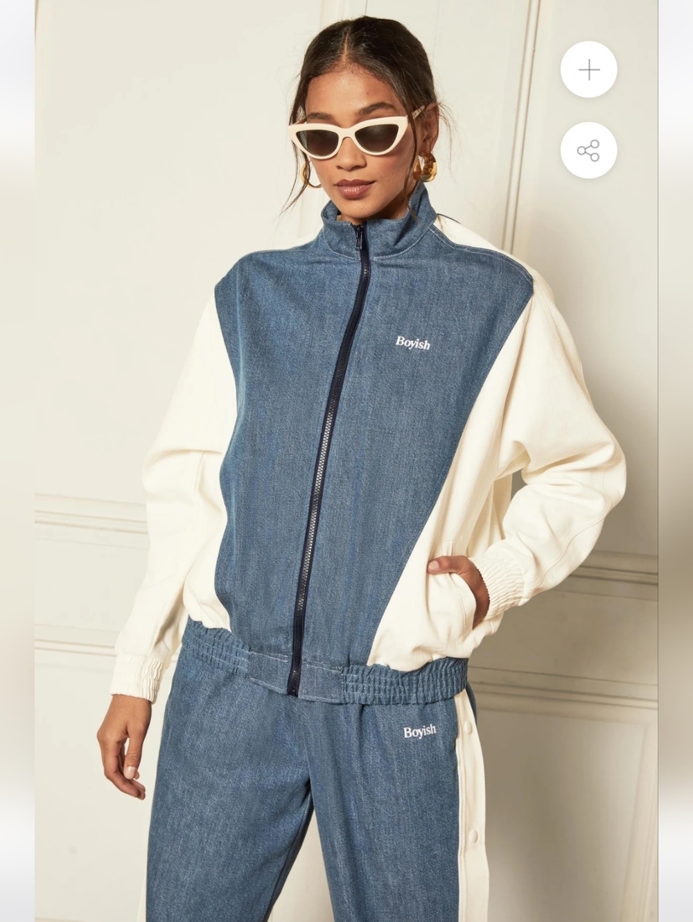 Boyish Denim Color Block Track Jacket NWT - Picture 7 of 9
